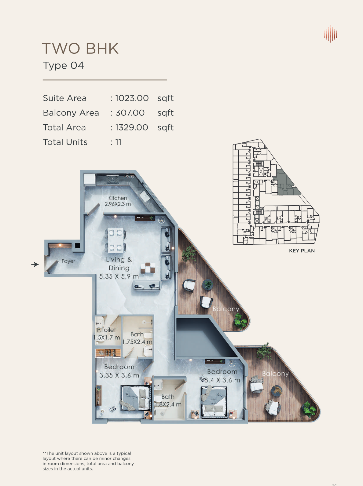Terra Tower 2BR floor plan
