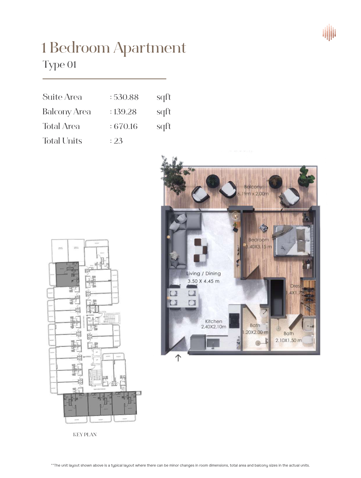 Moonsa Residences 2 1BR floor plan