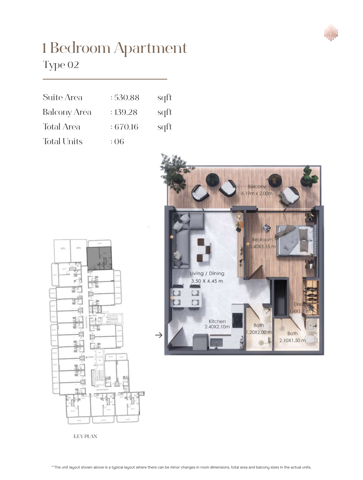 Moonsa Residences 2 1BR floor plan