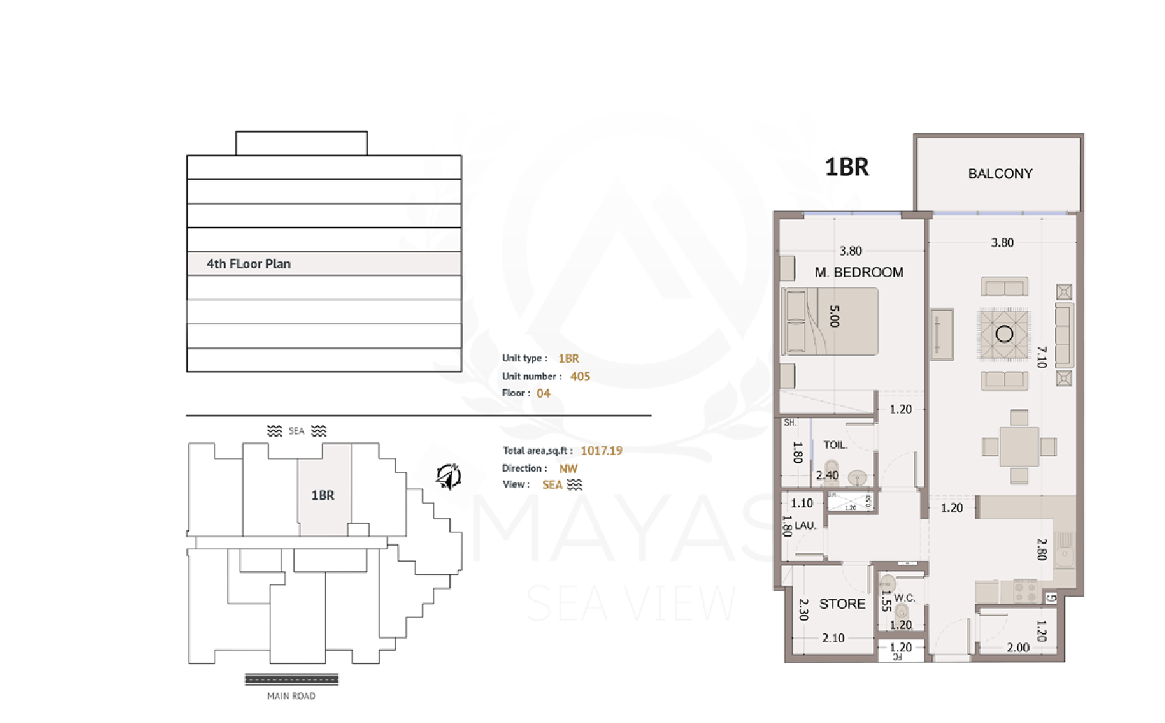 Sea View Residence by Sama Mayas 1BR floor plan