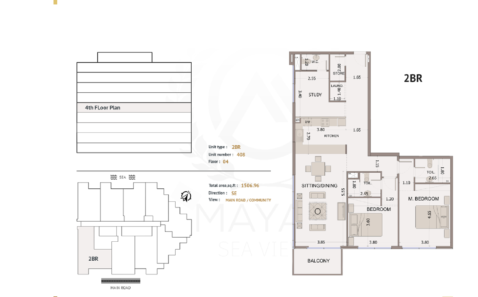 Sea View Residence by Sama Mayas 2BR floor plan