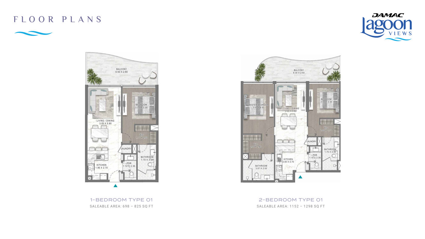DAMAC Lagoons - Lagoon Views 3 2BR floor plan