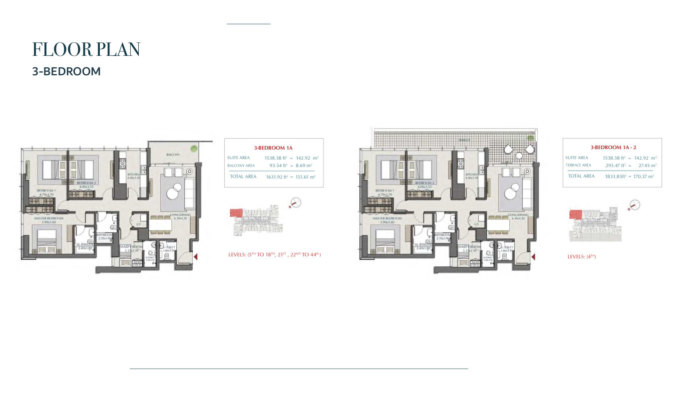 Park Views Residences B 3BR floor plan