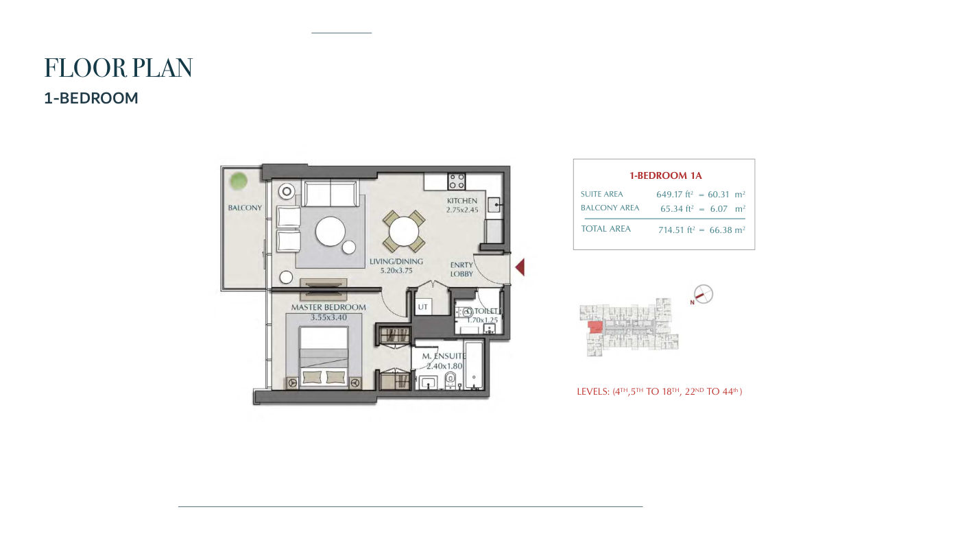 Park Views Residences B 1BR floor plan