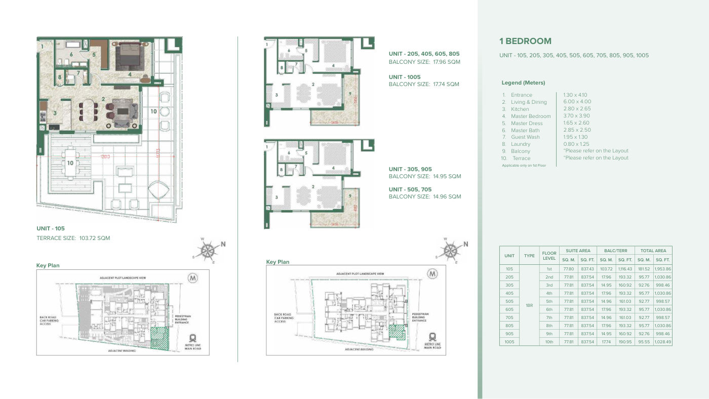 Avenue Residence 6 1BR floor plan