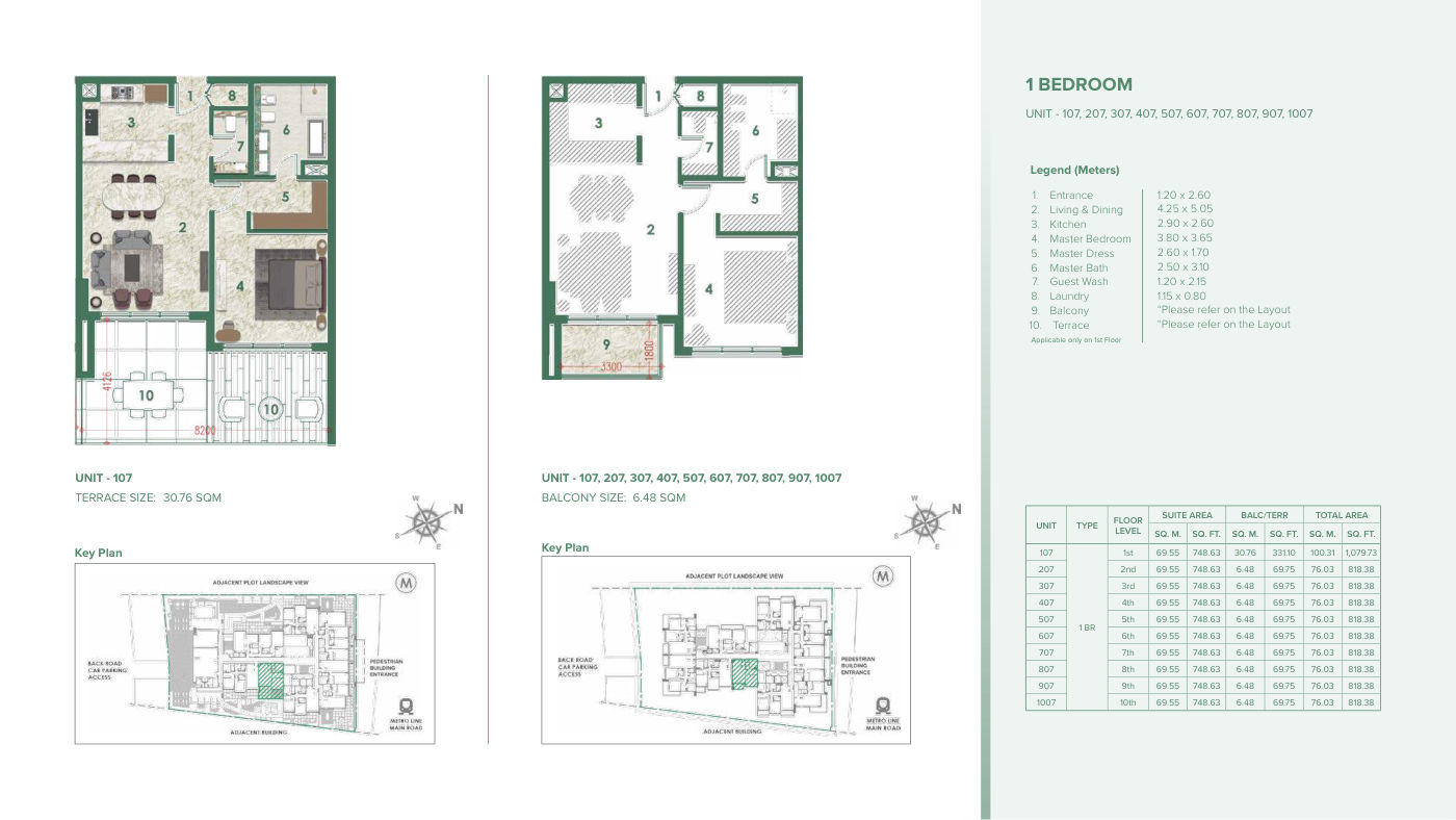 Avenue Residence 6 1BR floor plan
