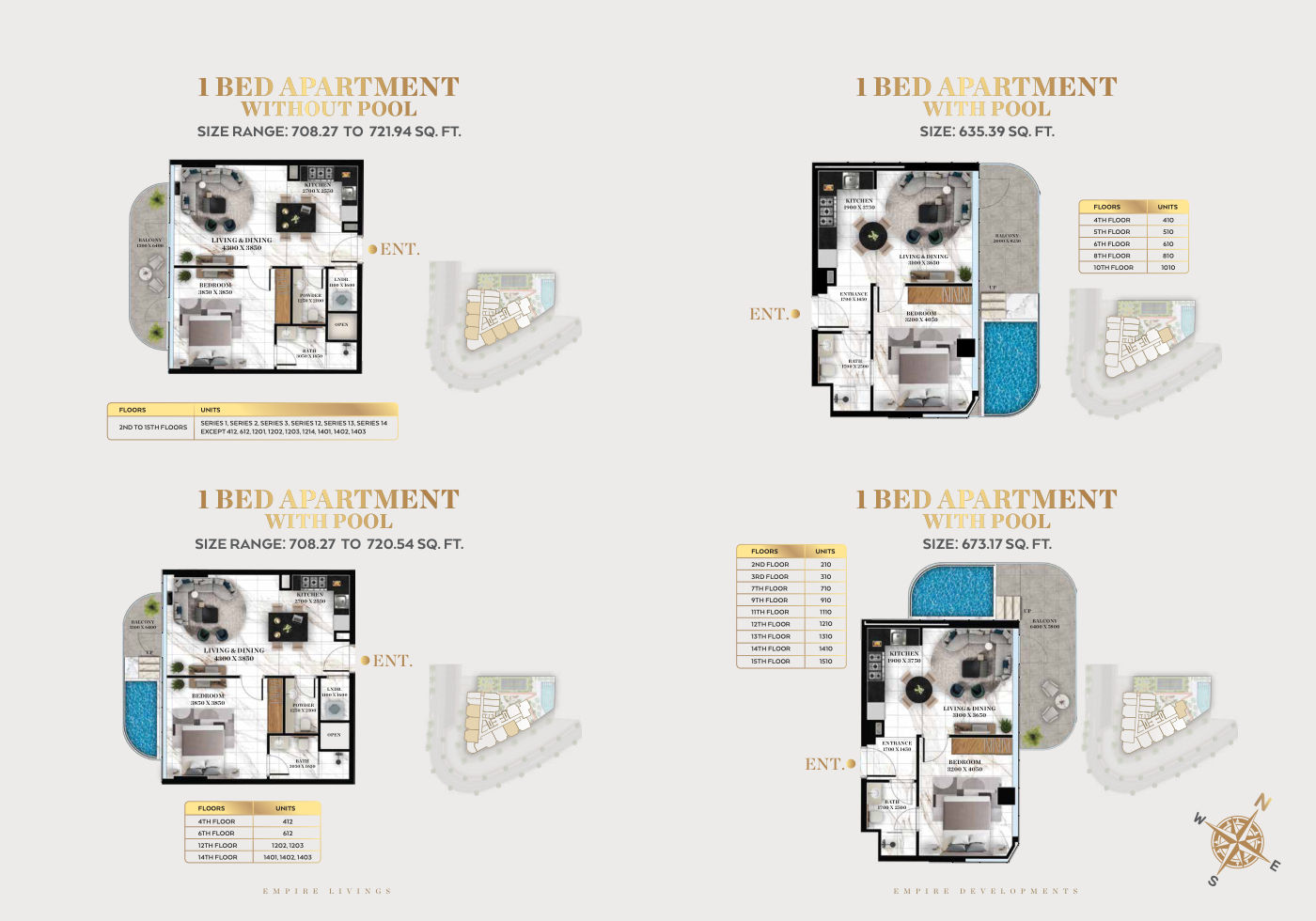 Empire Livings 1BR floor plan