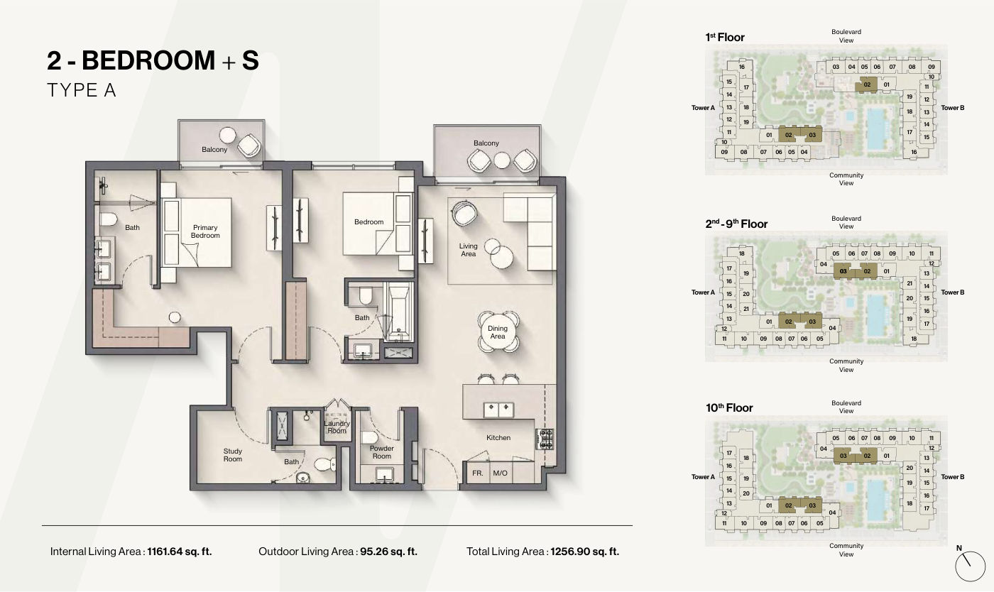 Windsor House II Building B 2BR floor plan