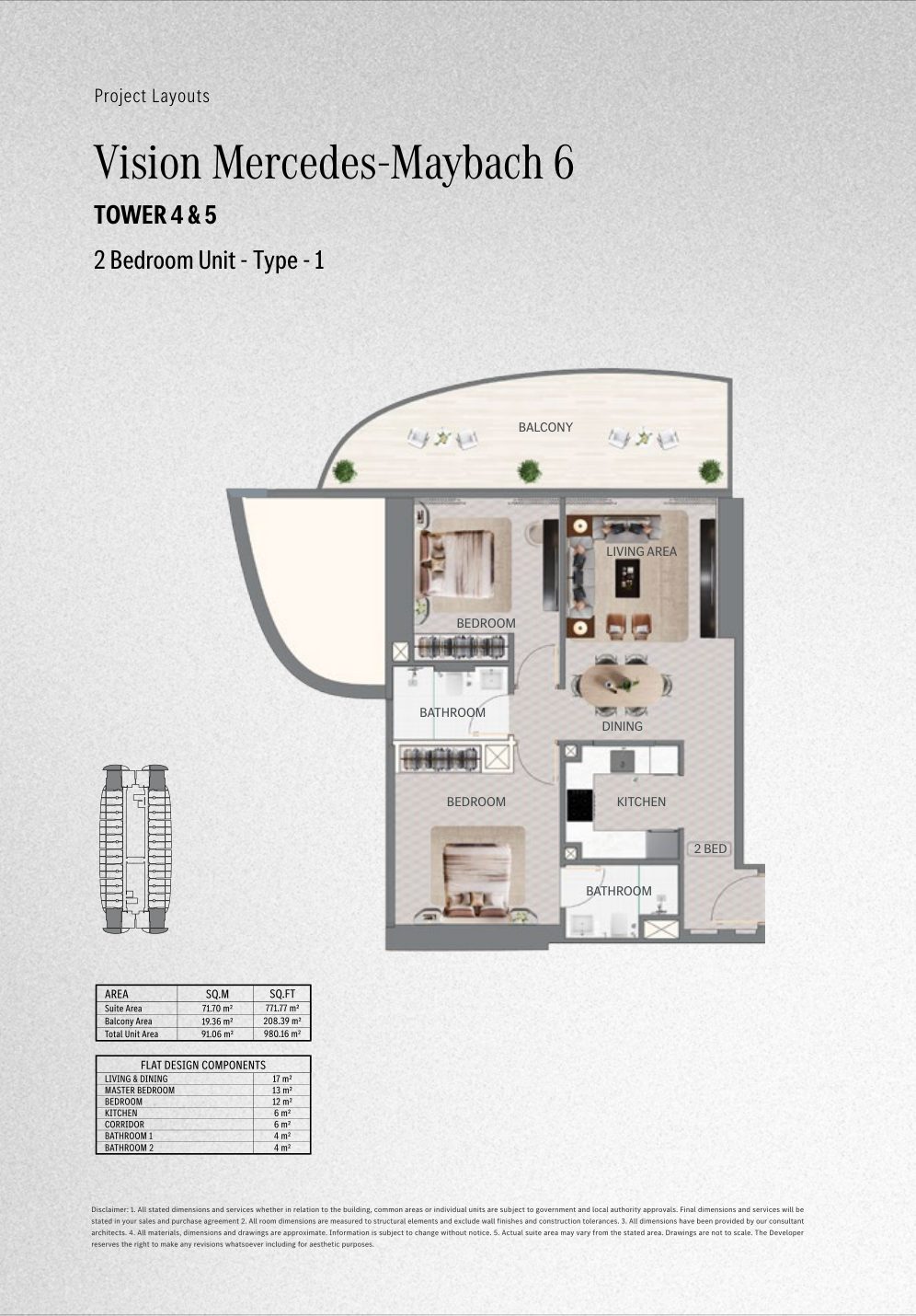 Maybach Six 2BR floor plan