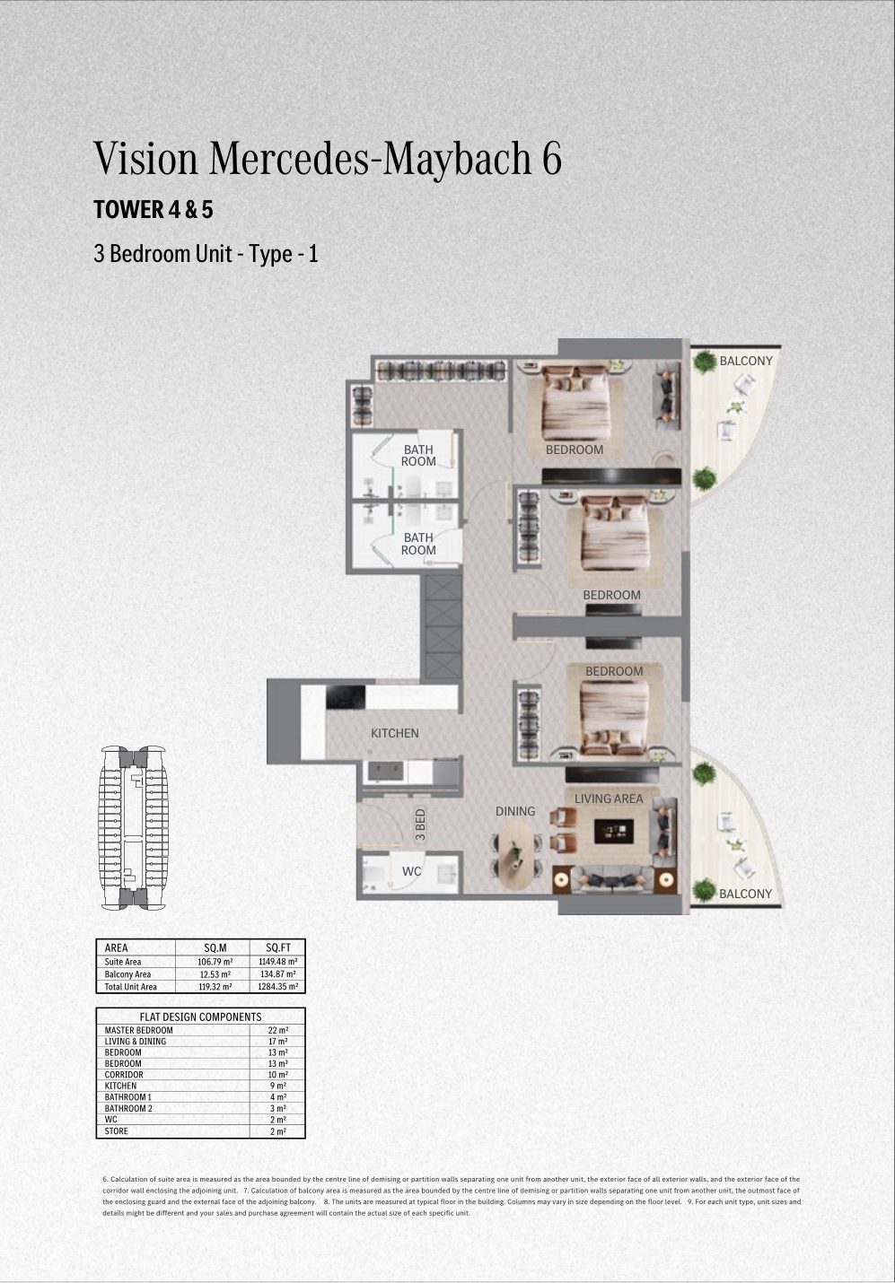 Maybach Six 3BR floor plan