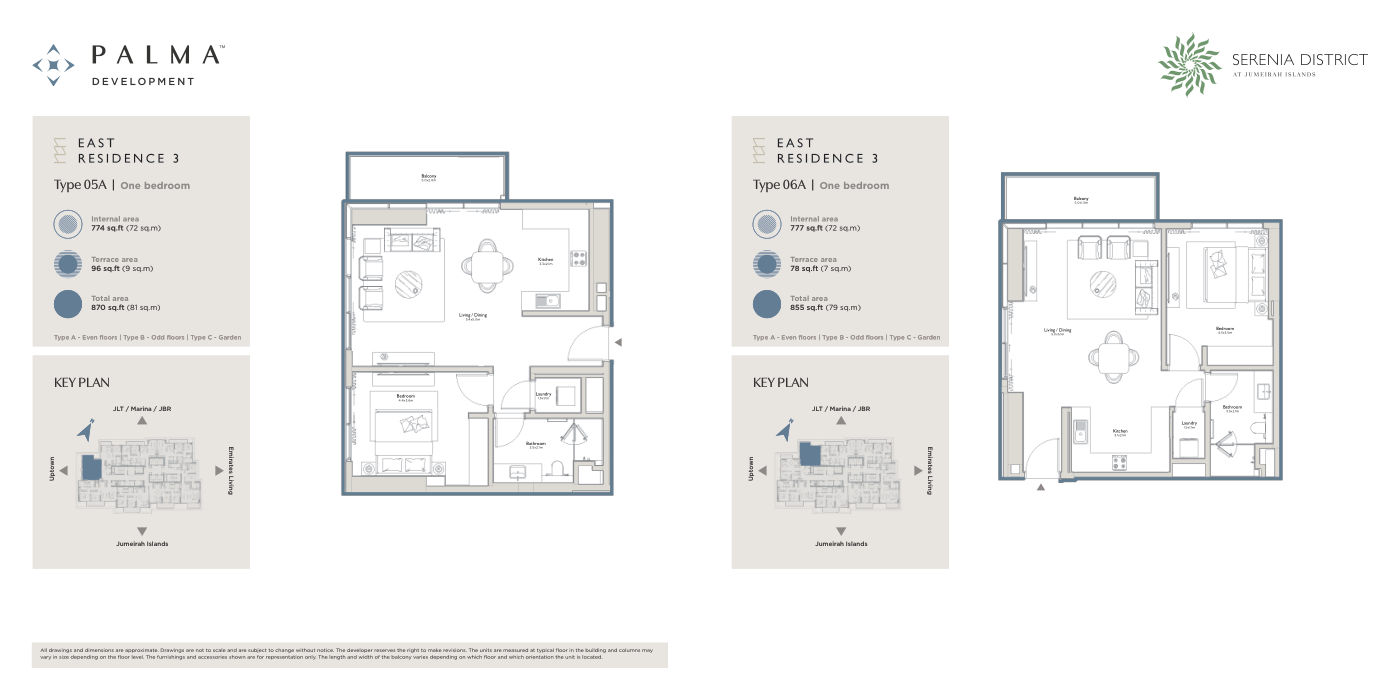 Serenia District East Residence 3 1BR floor plan