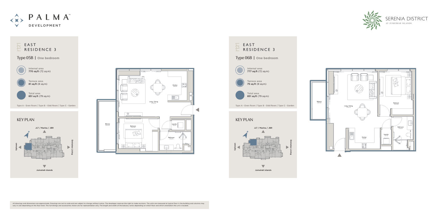 Serenia District East Residence 3 1BR floor plan