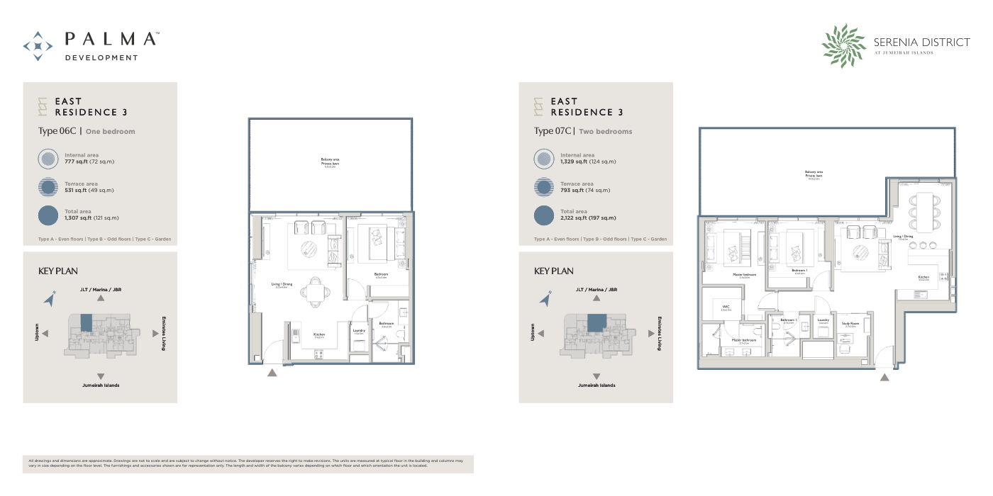 Serenia District East Residence 3 1BR floor plan