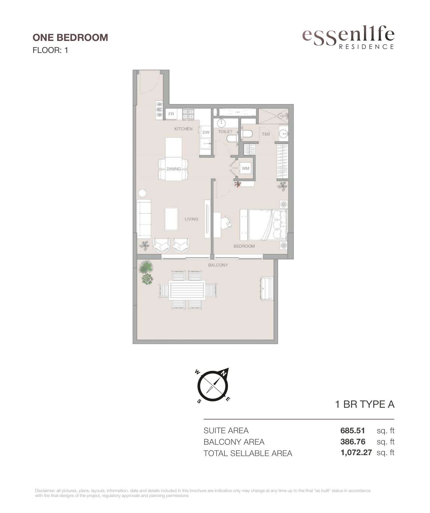 ESSENL1FE 1BR floor plan