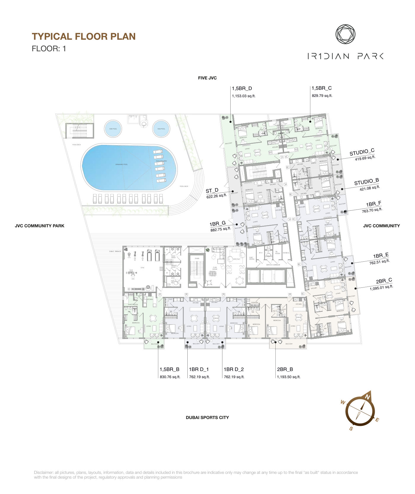 IR1DIAN PARK 1BR floor plan