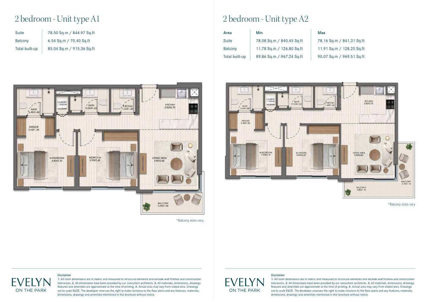 Evelyn on the Park 2BR floor plan