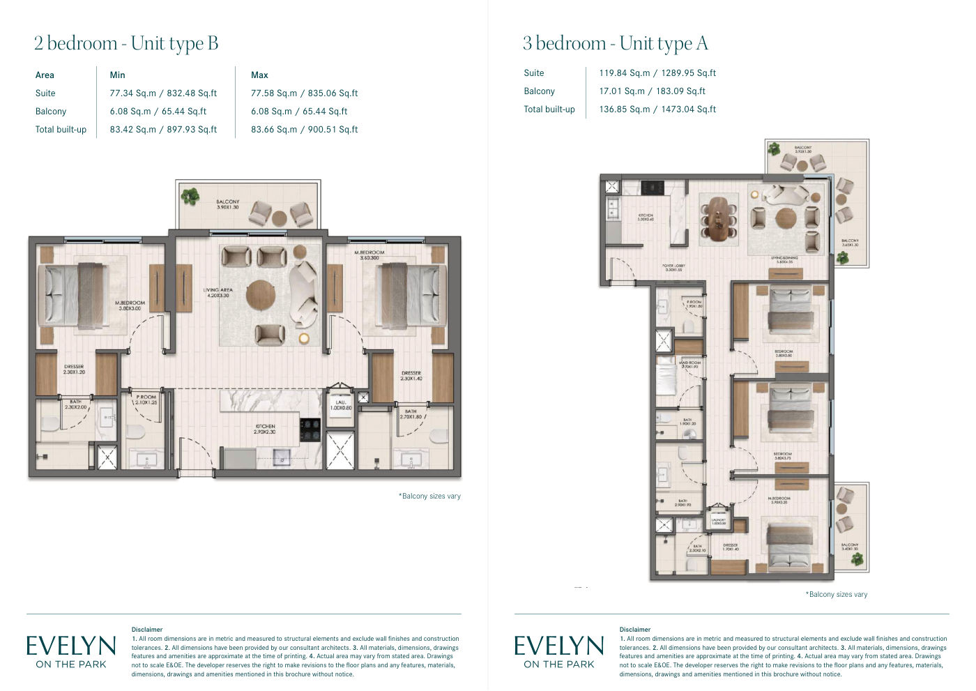 Evelyn on the Park 2BR floor plan