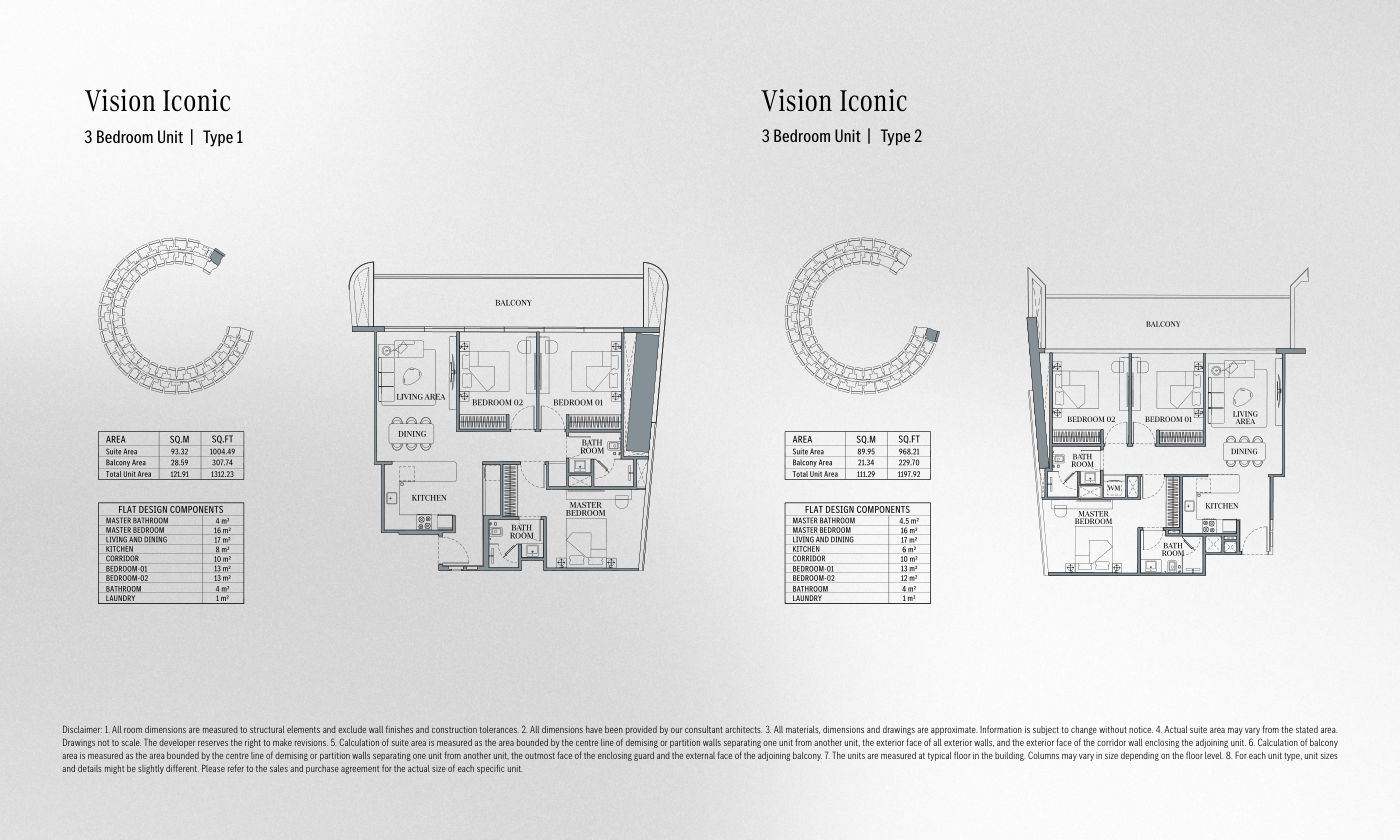 Vision Iconic Tower 3BR floor plan