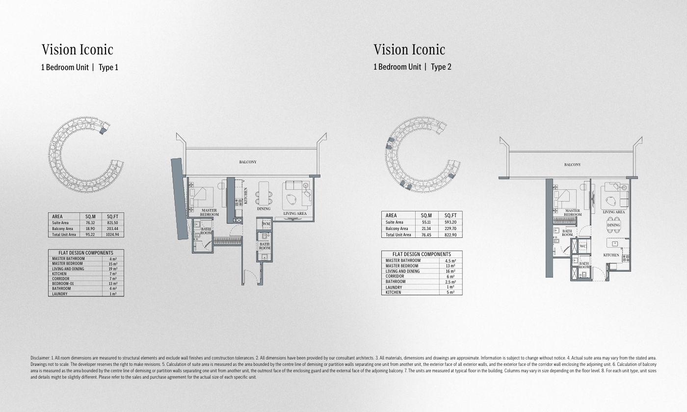 Vision Iconic Tower 1BR floor plan
