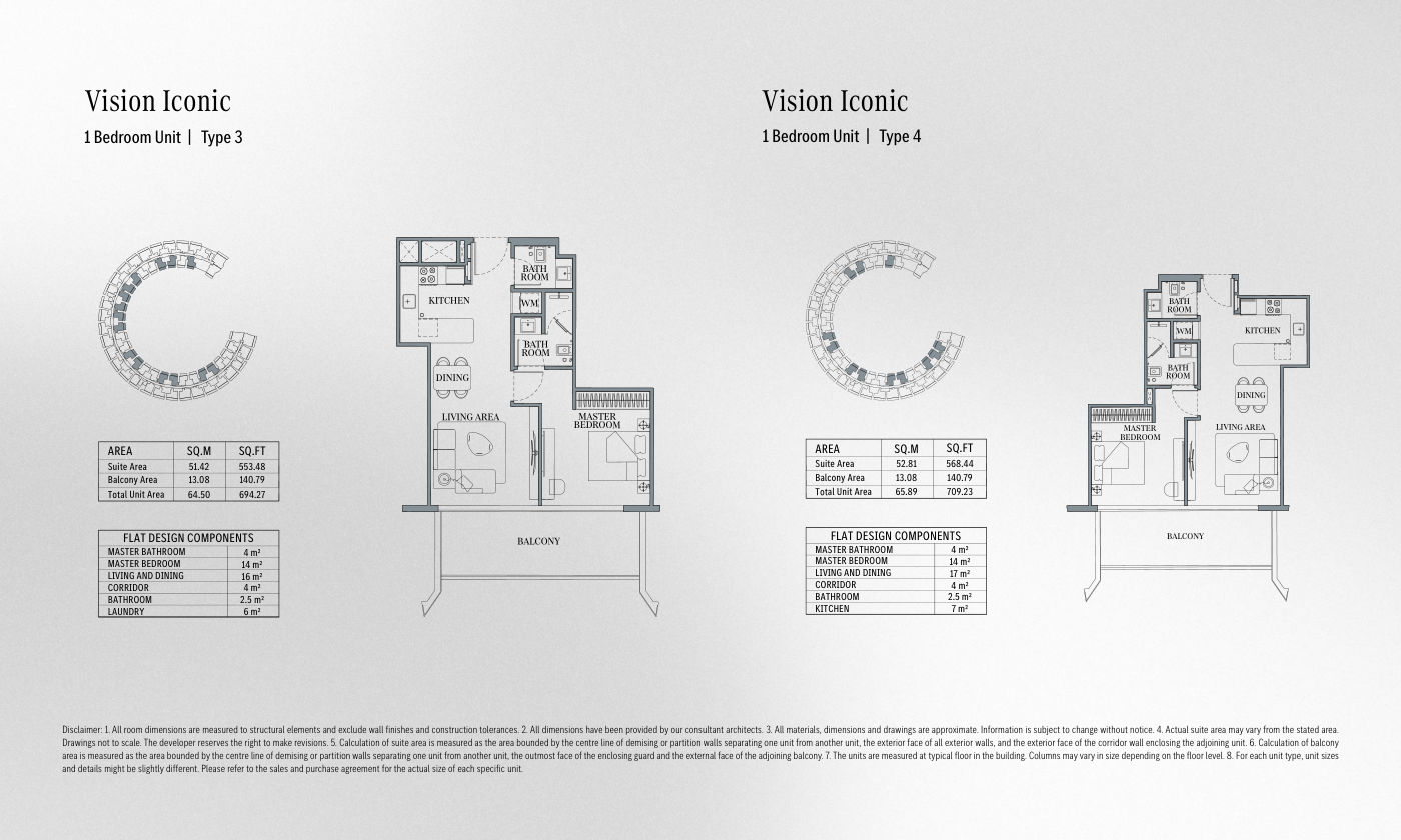Vision Iconic Tower 1BR floor plan