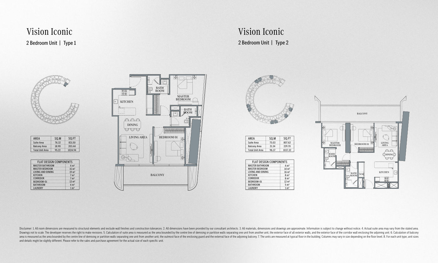 Vision Iconic Tower 2BR floor plan