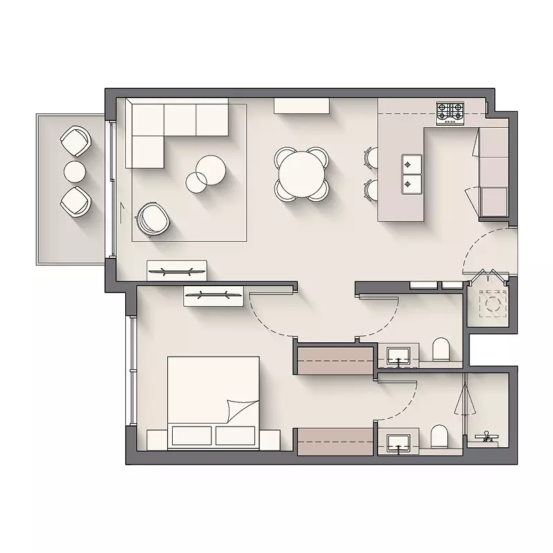 Windsor House 1BR floor plan
