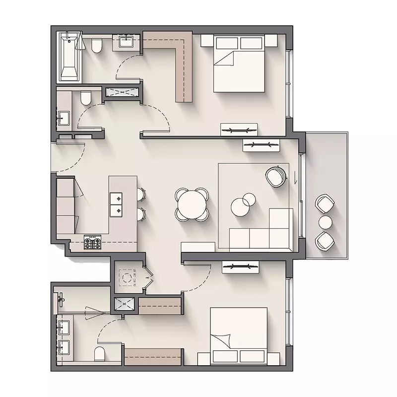 Windsor House 2BR floor plan