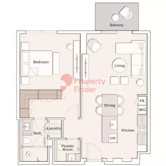 Berkeley Place 1BR floor plan