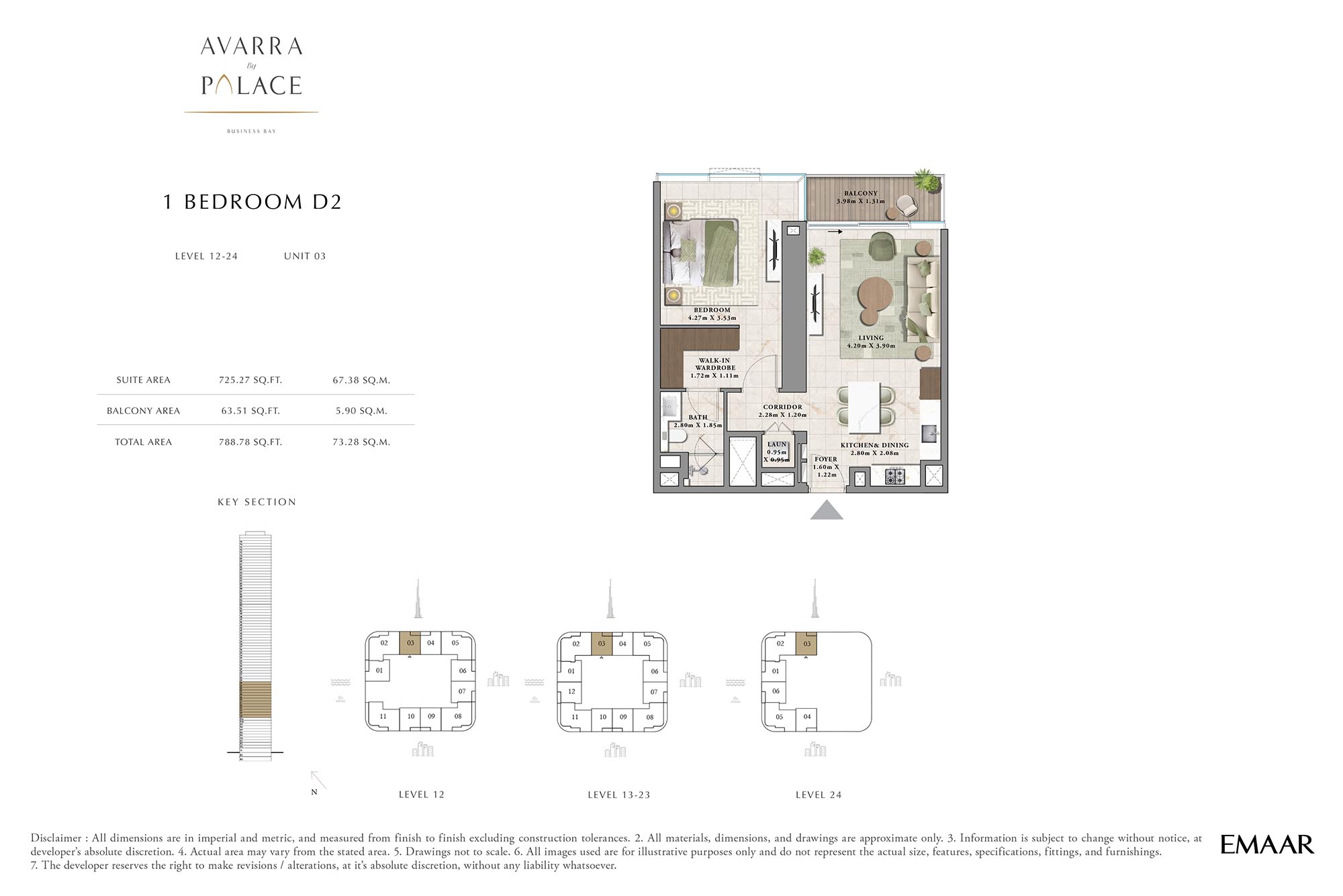 Avarra by Palace 1BR floor plan