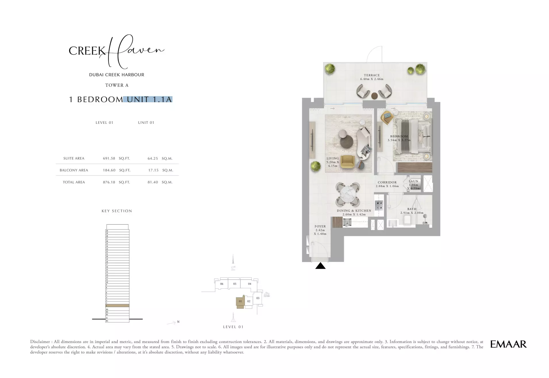 Creek Haven 1BR floor plan