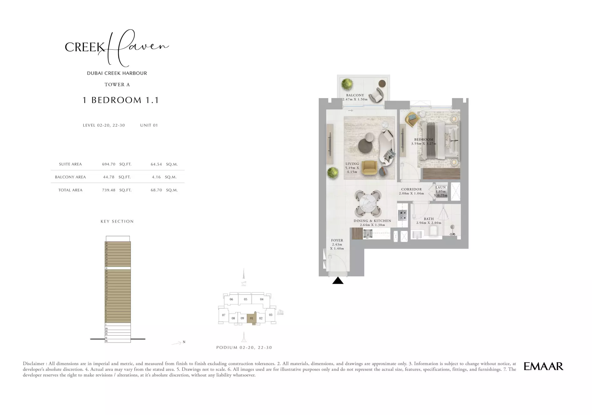 Creek Haven 1BR floor plan