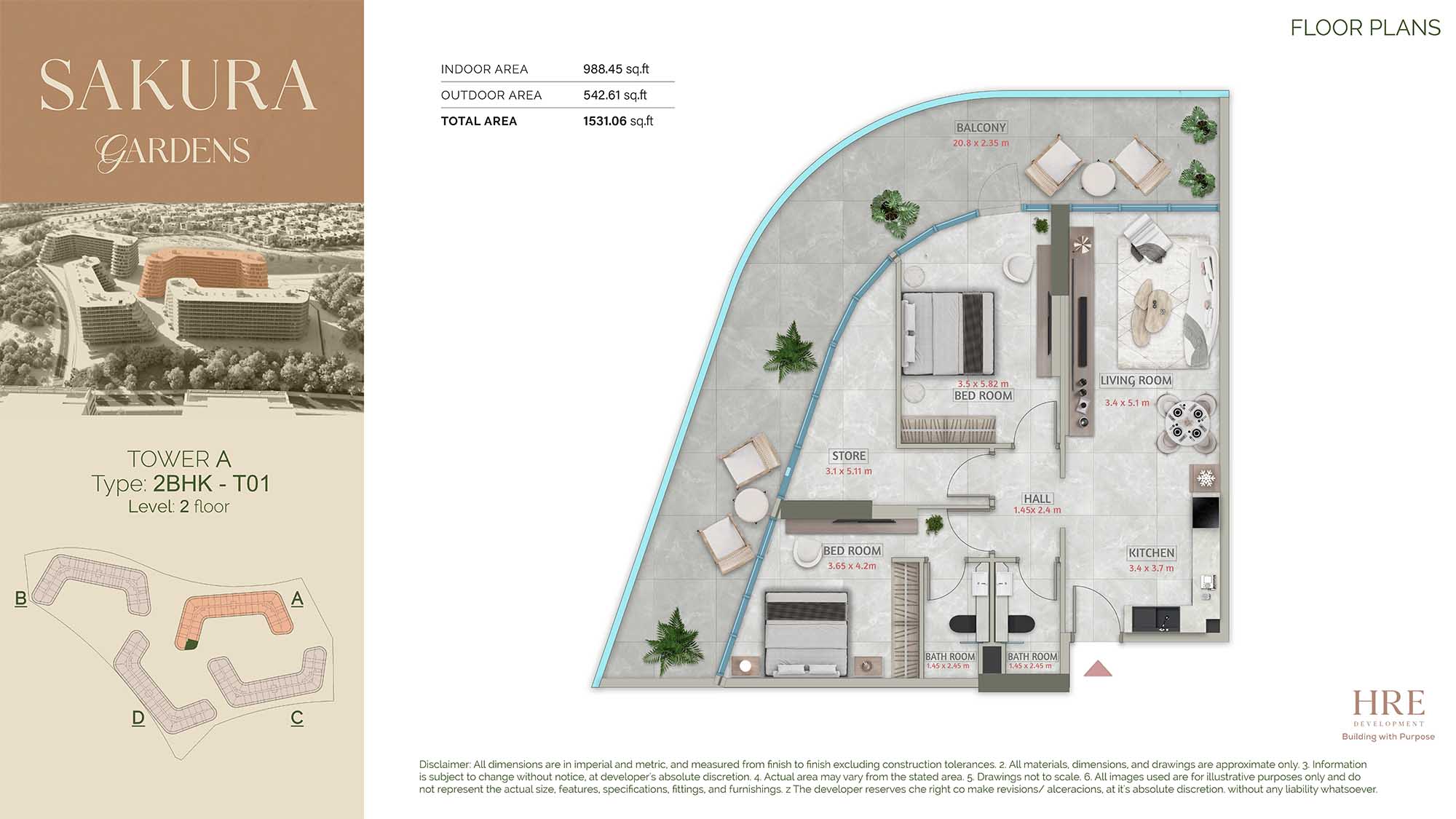Sakura Gardens 2BR floor plan