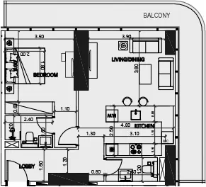 Society House 1BR floor plan