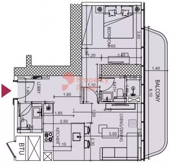 Society House 1BR floor plan
