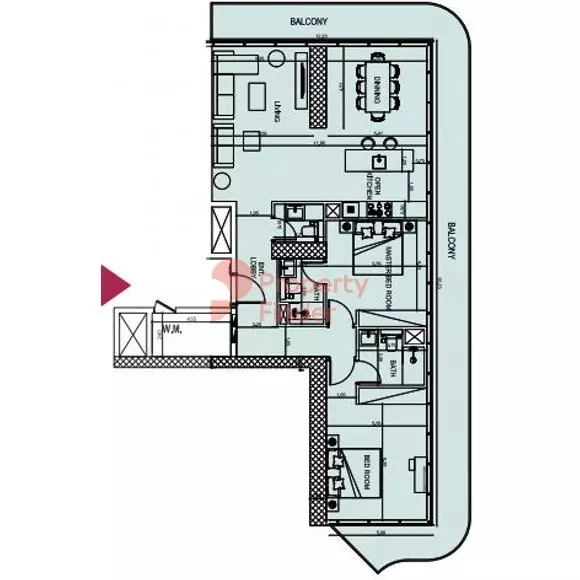 Society House 2BR floor plan