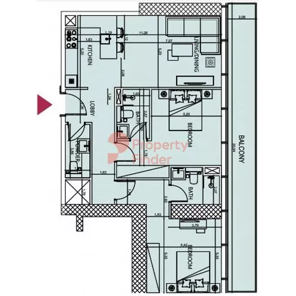 Society House 2BR floor plan