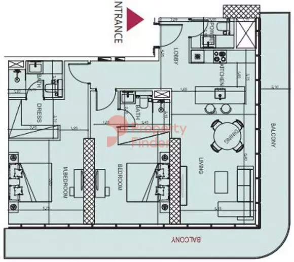 Society House 2BR floor plan