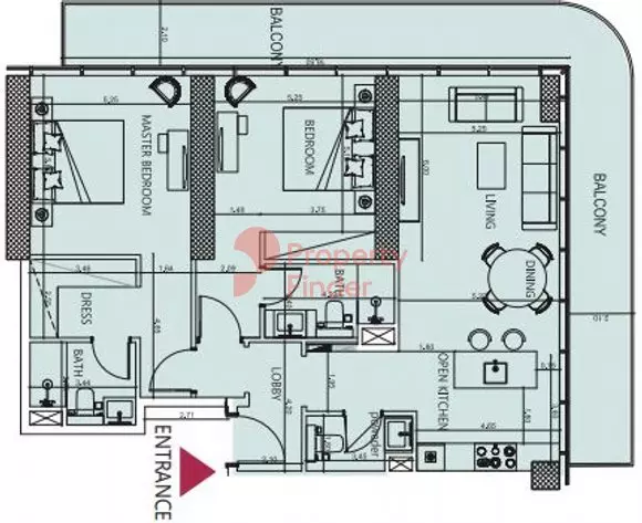Society House 2BR floor plan