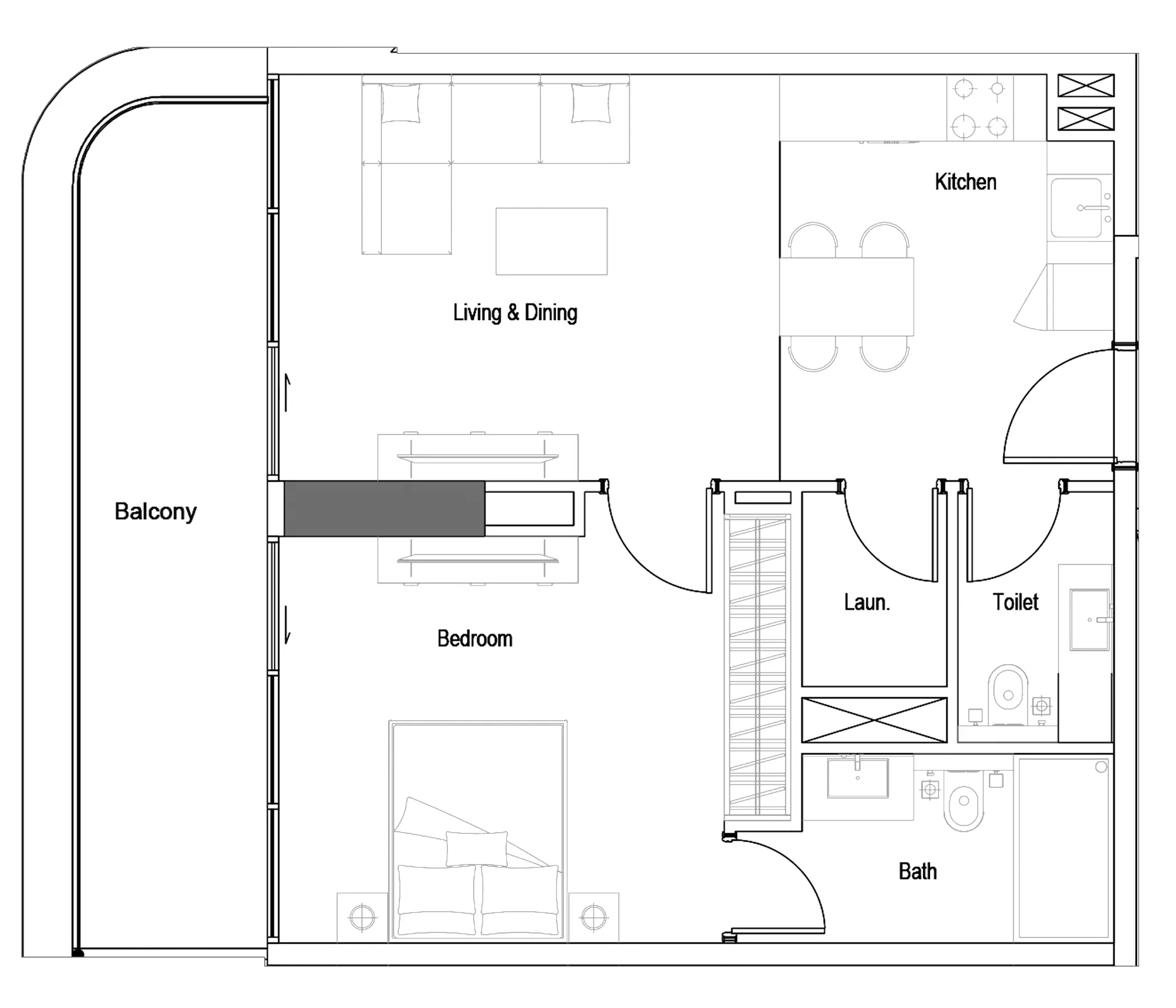 One Park Square 1BR floor plan