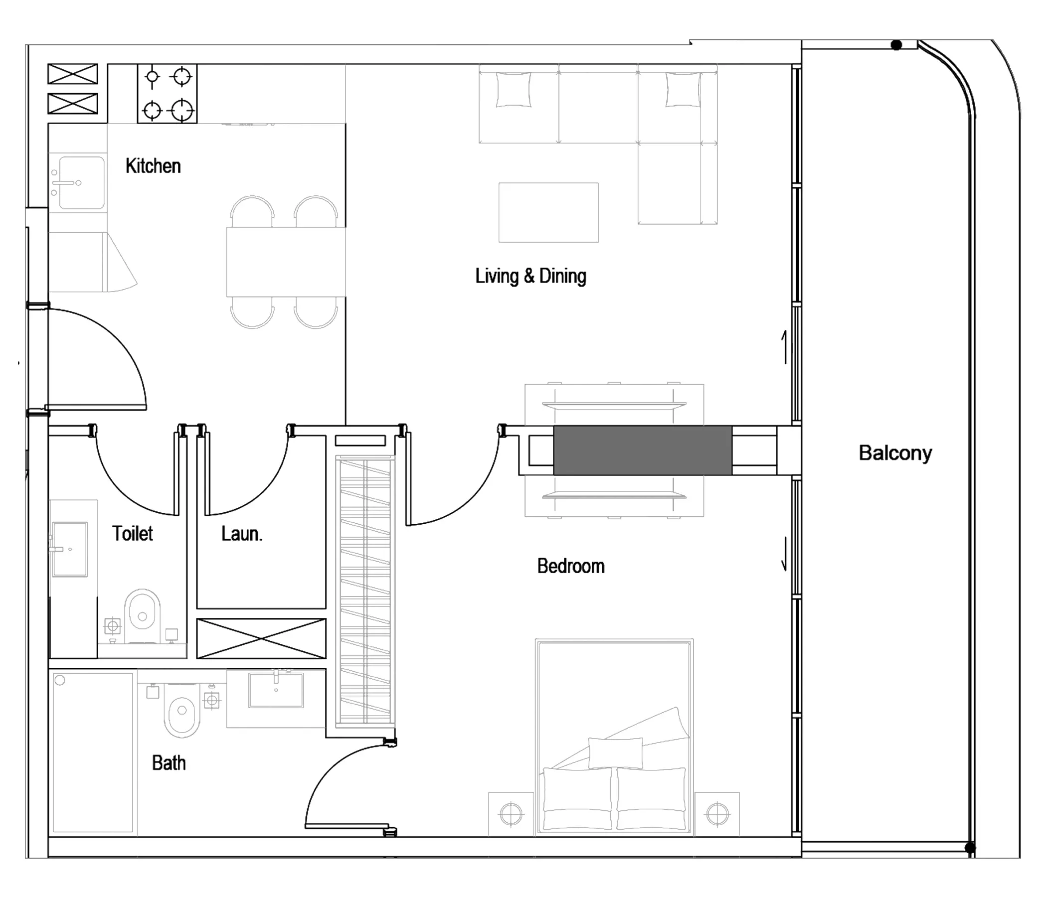 One Park Square 1BR floor plan