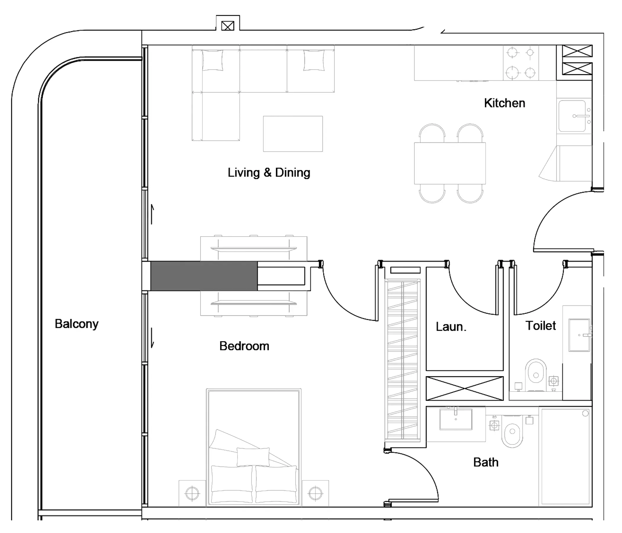 One Park Square 1BR floor plan