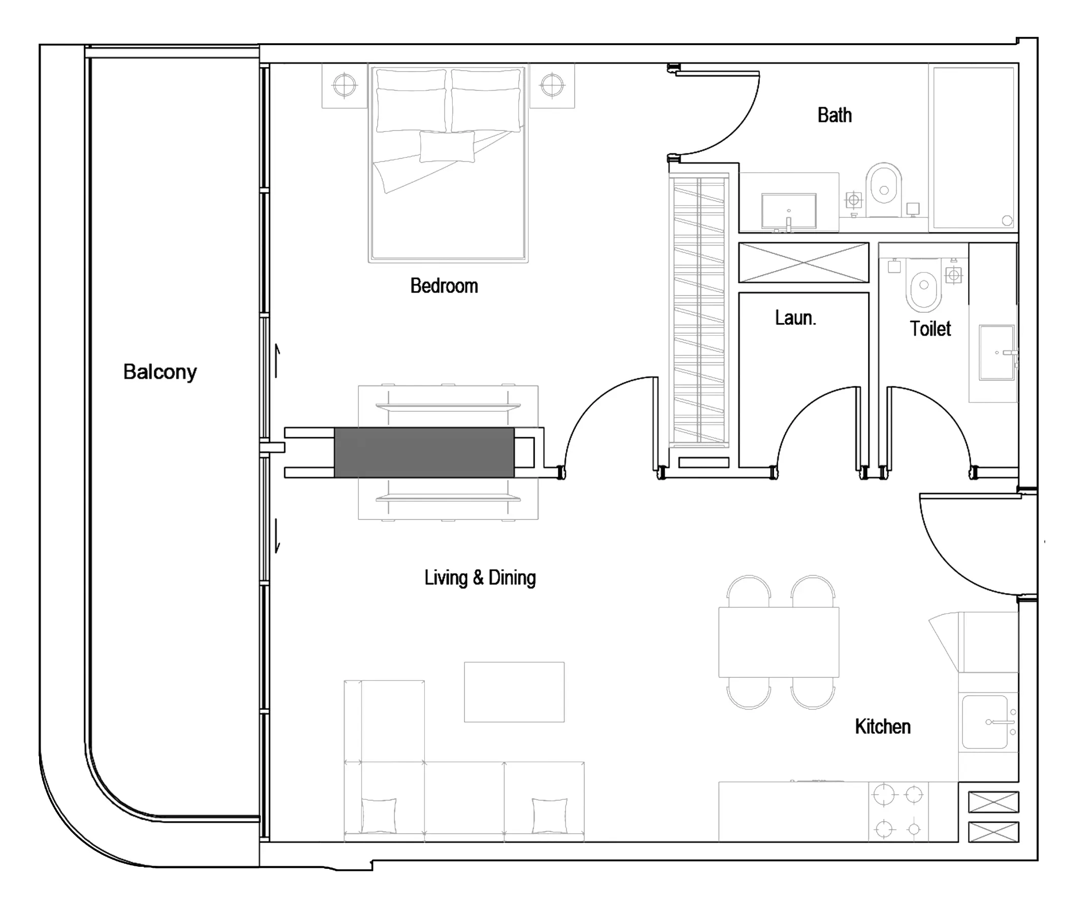 One Park Square 1BR floor plan