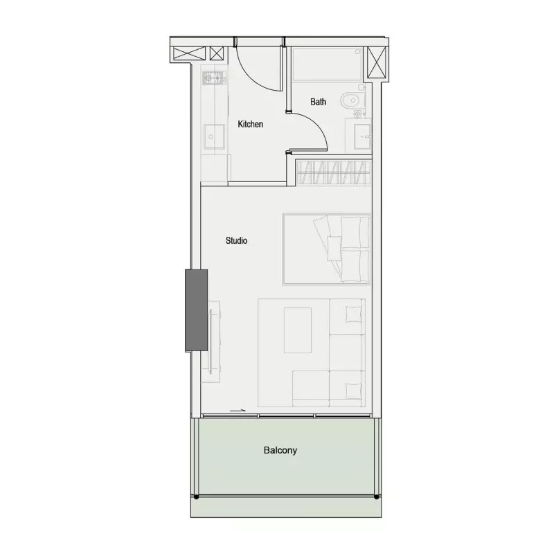 One Park Square Studio floor plan