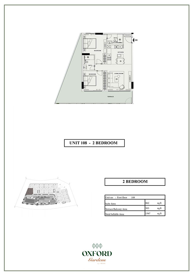 Oxford Gardens 2BR floor plan