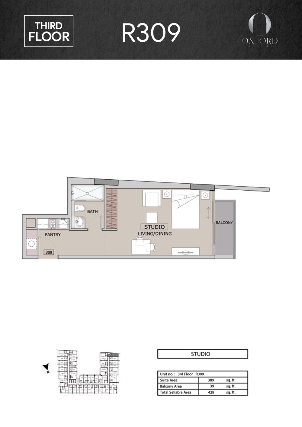 Oxford Boulevard Studio floor plan