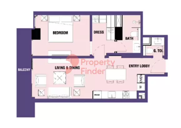 Catch Residences 1BR floor plan