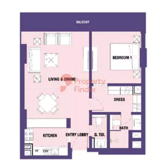 Catch Residences 1BR floor plan