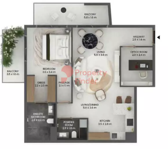 Cavendish Square 1BR floor plan