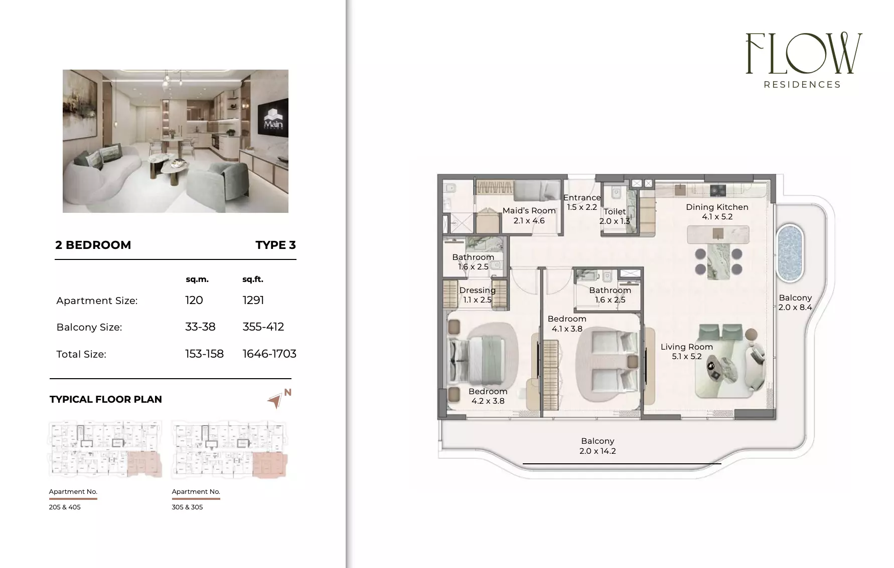 Flow Residences 2BR floor plan