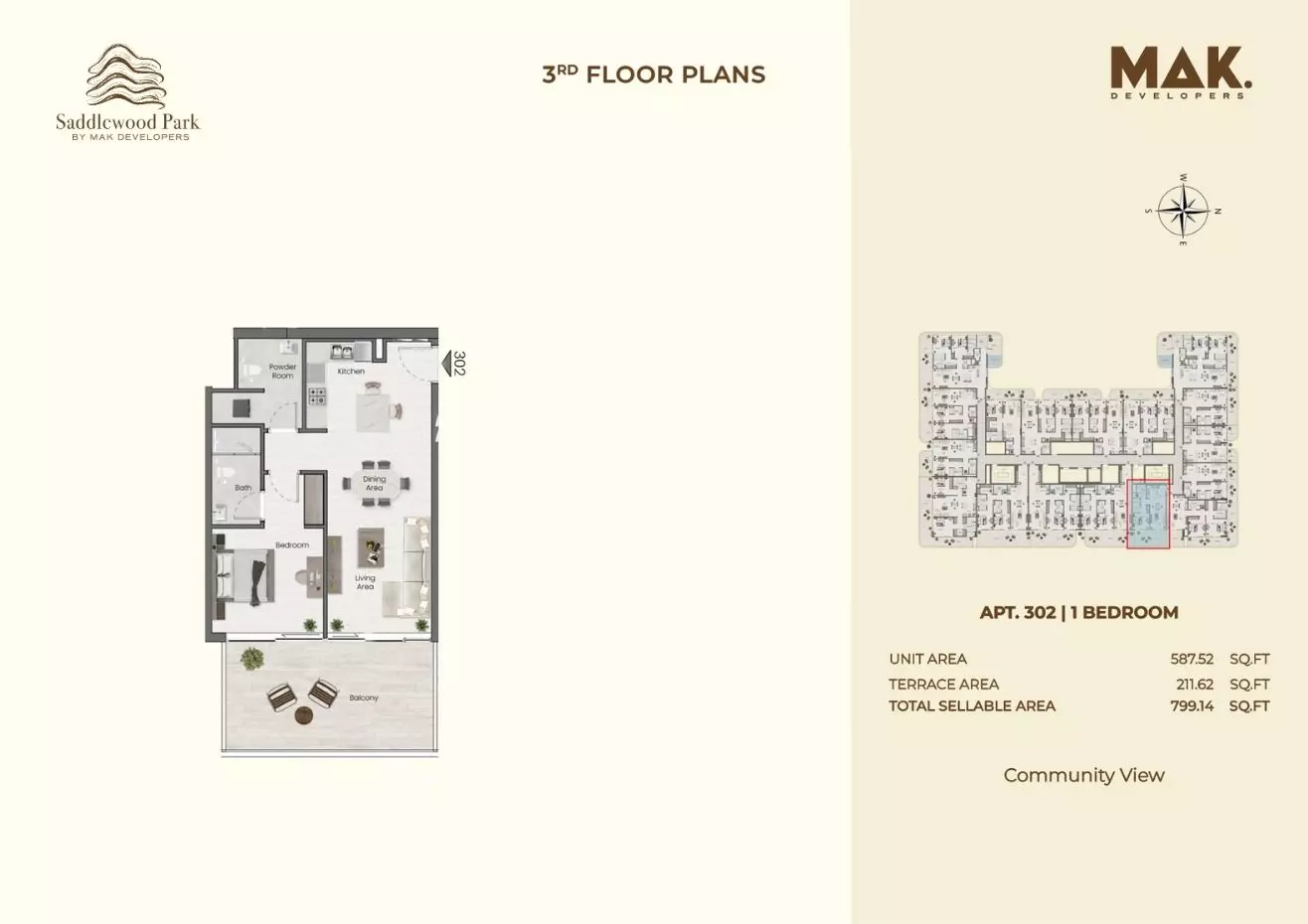 Saddlewood Park 1BR floor plan